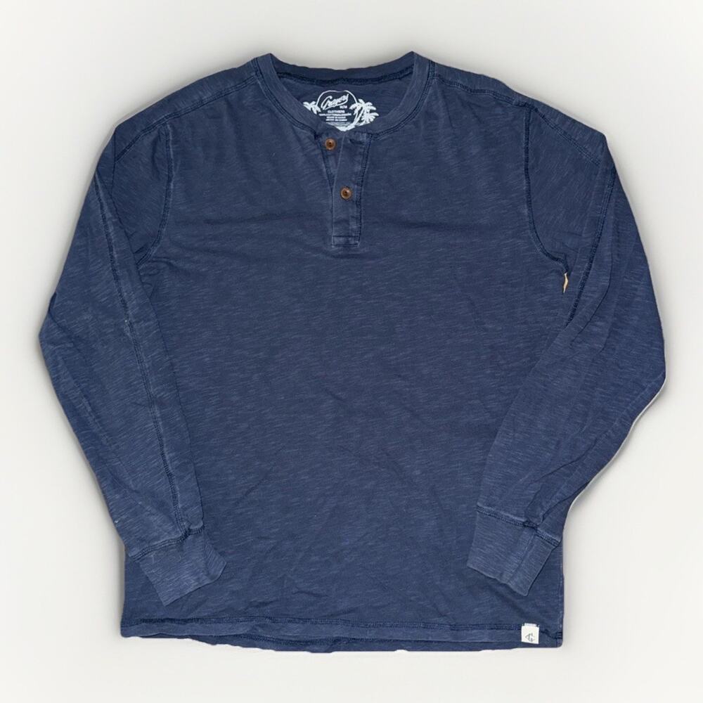 Grayers Henley Long Sleeve Shirt Blue Medium 21x26